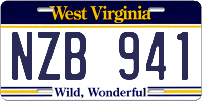 WV license plate NZB941