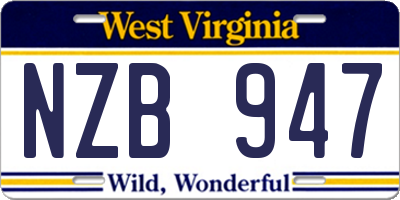 WV license plate NZB947