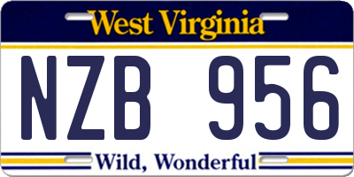 WV license plate NZB956