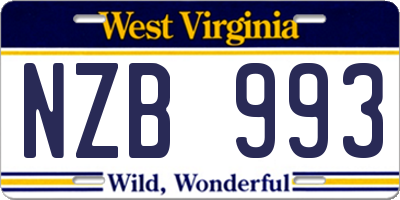 WV license plate NZB993