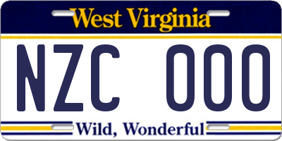 WV license plate NZC000