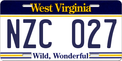 WV license plate NZC027