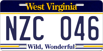 WV license plate NZC046