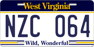 WV license plate NZC064