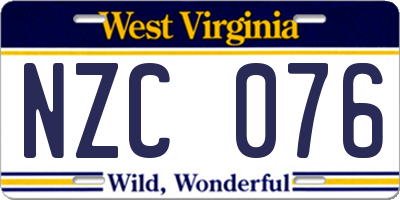 WV license plate NZC076