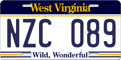 WV license plate NZC089