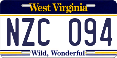 WV license plate NZC094