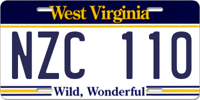 WV license plate NZC110
