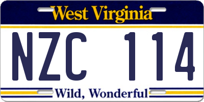WV license plate NZC114