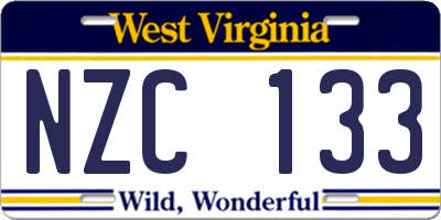 WV license plate NZC133