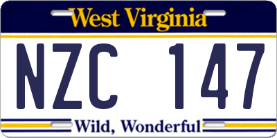 WV license plate NZC147