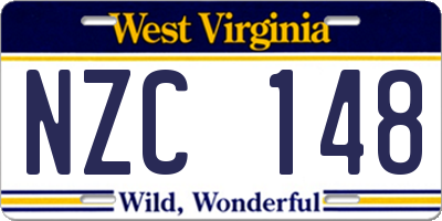 WV license plate NZC148
