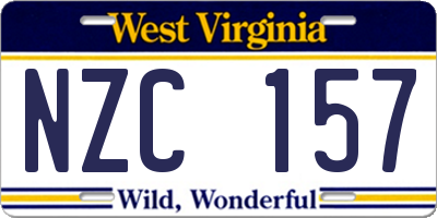 WV license plate NZC157