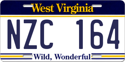 WV license plate NZC164