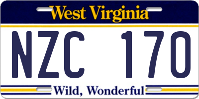 WV license plate NZC170