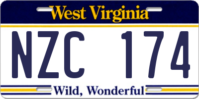 WV license plate NZC174