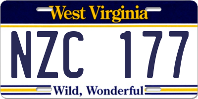 WV license plate NZC177