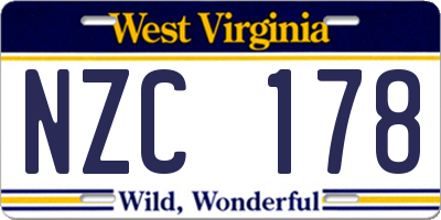WV license plate NZC178