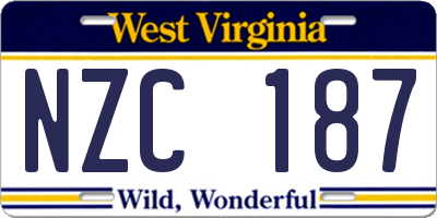 WV license plate NZC187