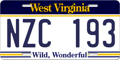 WV license plate NZC193
