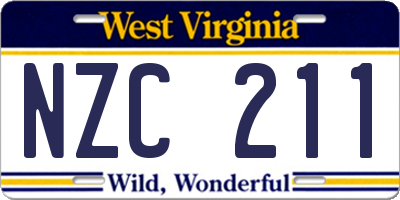 WV license plate NZC211