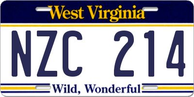 WV license plate NZC214