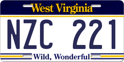 WV license plate NZC221