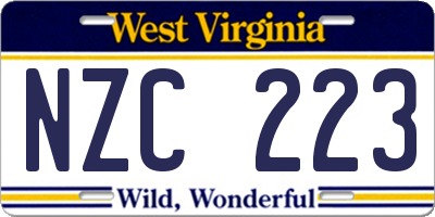 WV license plate NZC223