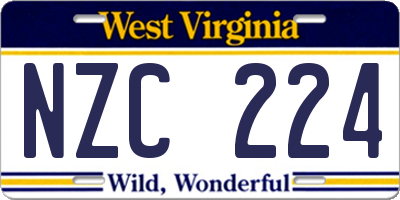 WV license plate NZC224