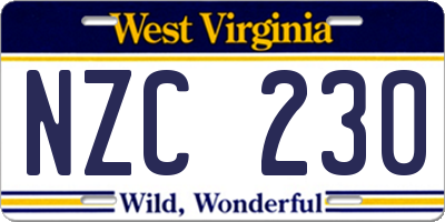 WV license plate NZC230