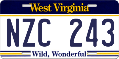 WV license plate NZC243