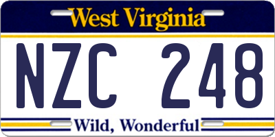 WV license plate NZC248
