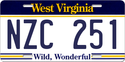 WV license plate NZC251