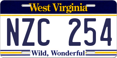 WV license plate NZC254