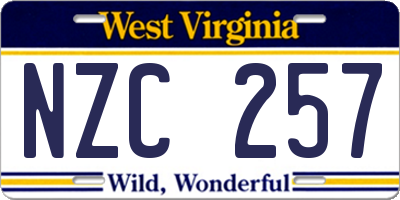 WV license plate NZC257