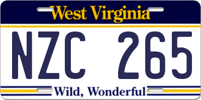 WV license plate NZC265