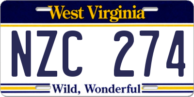 WV license plate NZC274