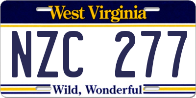 WV license plate NZC277