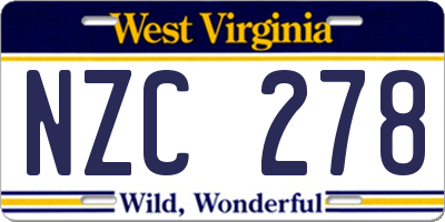 WV license plate NZC278