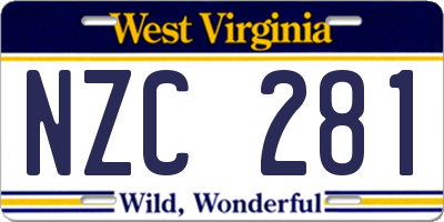 WV license plate NZC281