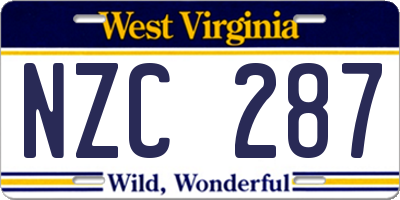WV license plate NZC287