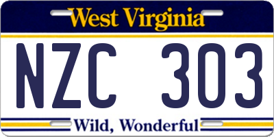 WV license plate NZC303