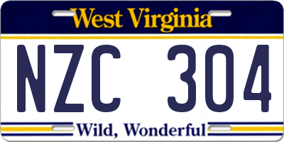 WV license plate NZC304