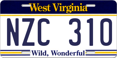 WV license plate NZC310