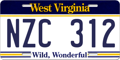 WV license plate NZC312