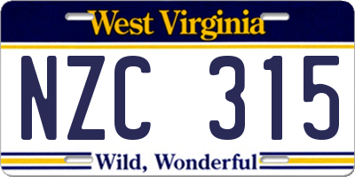 WV license plate NZC315
