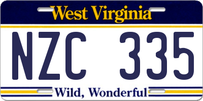 WV license plate NZC335