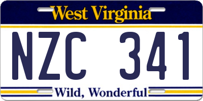 WV license plate NZC341