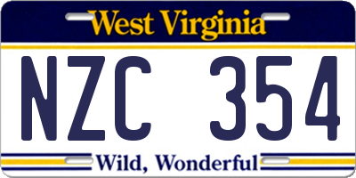 WV license plate NZC354