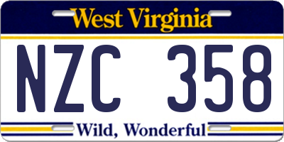 WV license plate NZC358